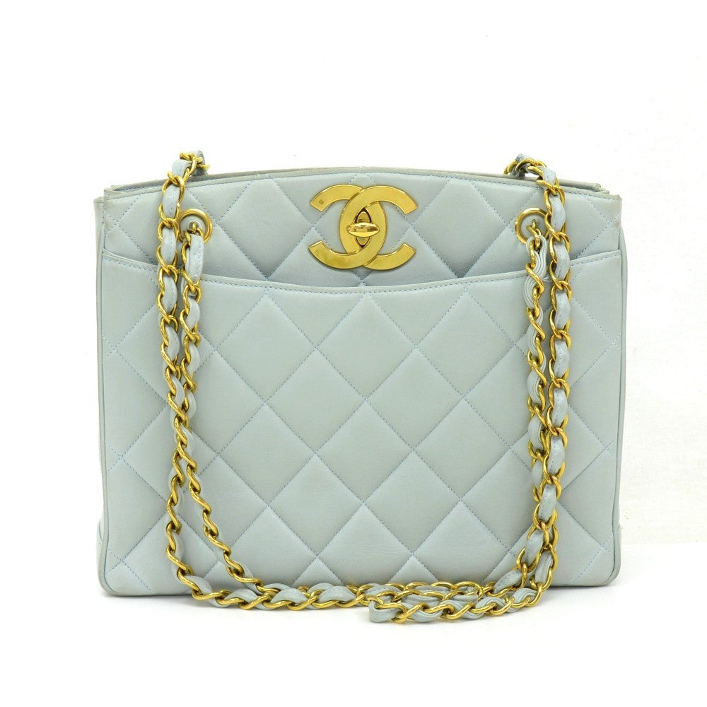 quilted lambskin leather tote bag