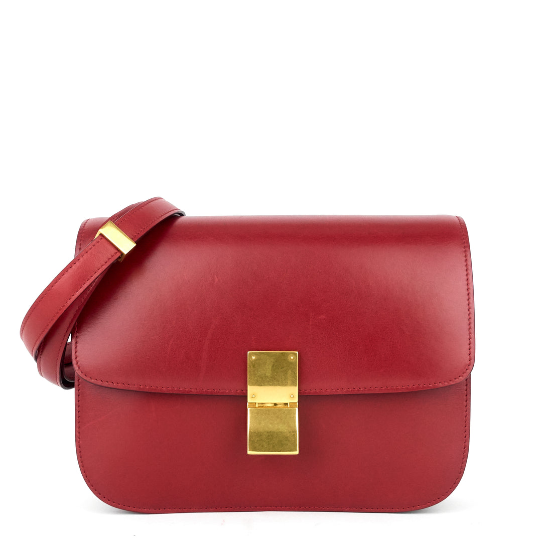 box flap medium calf leather bag