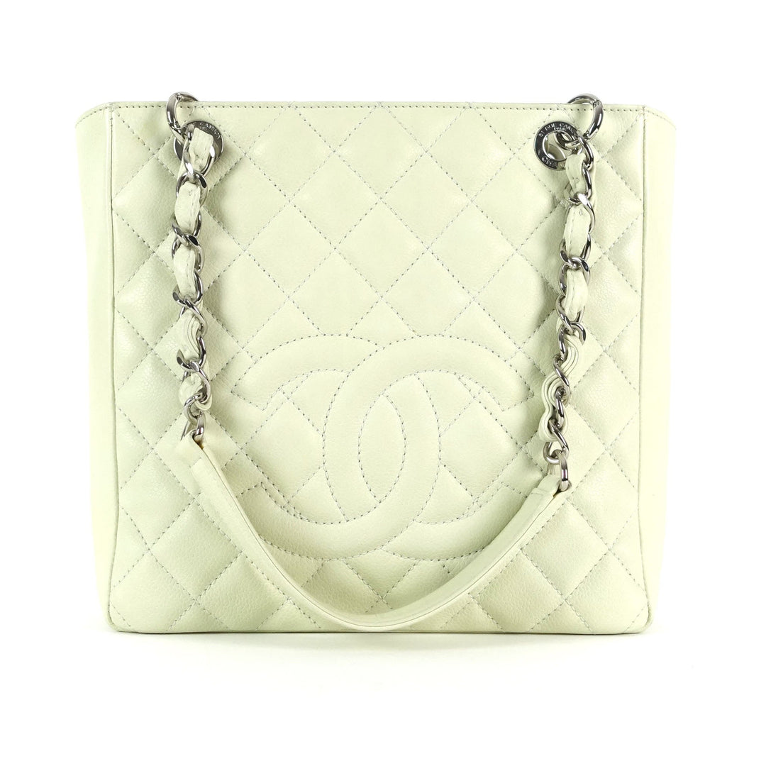 petite shopping tote quilted caviar leather bag