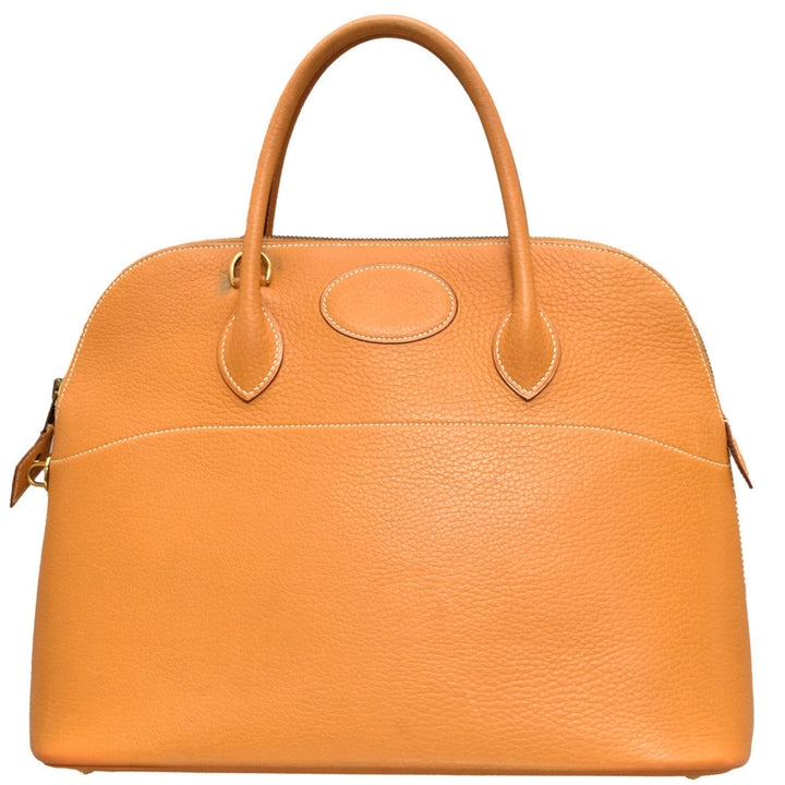 Tan Leather Bolide Bag With Shoulder Strap