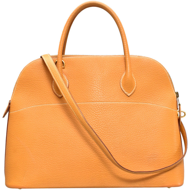 Tan Leather Bolide Bag With Shoulder Strap