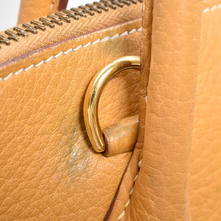 Tan Leather Bolide Bag With Shoulder Strap