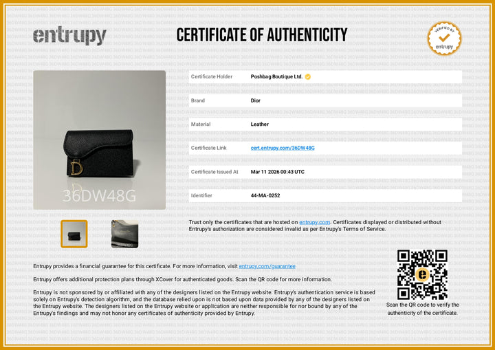 Saddle Bloom Grained Calfskin Leather Card Holder