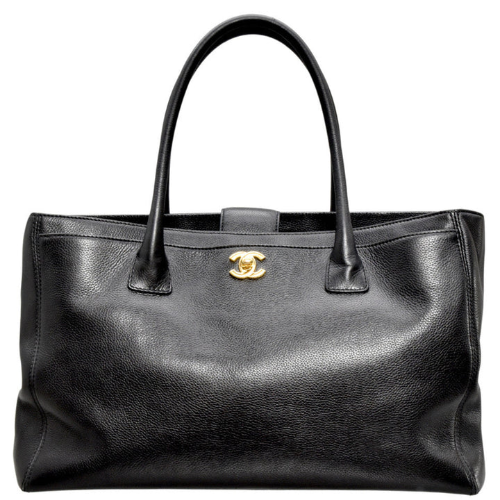 Medium Black Leather Cerf Handbag