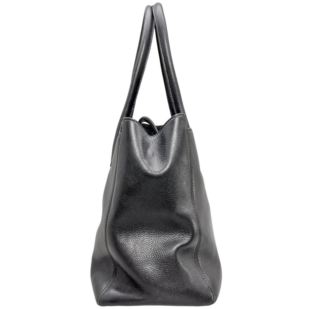 Medium Black Leather Cerf Handbag