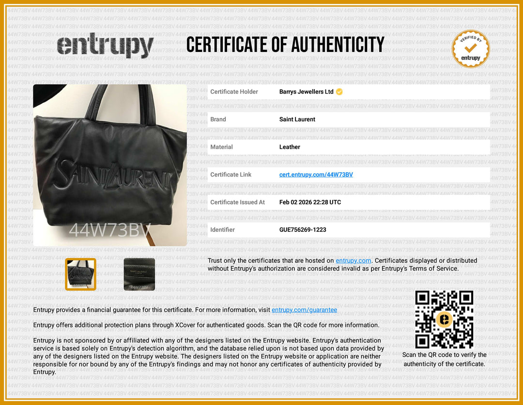 Saint Laurent Debossed Lambskin Black Leather Tote