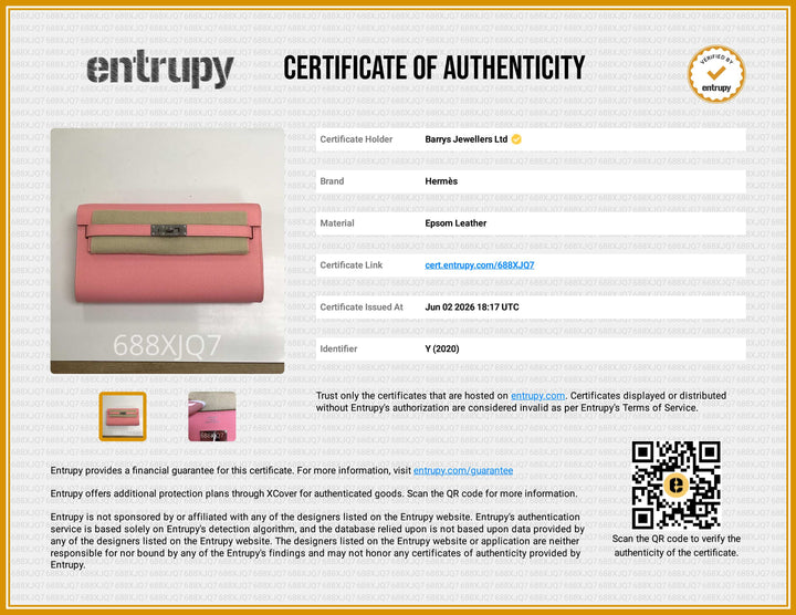 Classique Kelly to Go Wallet in Rose Confetti Epsom Leather