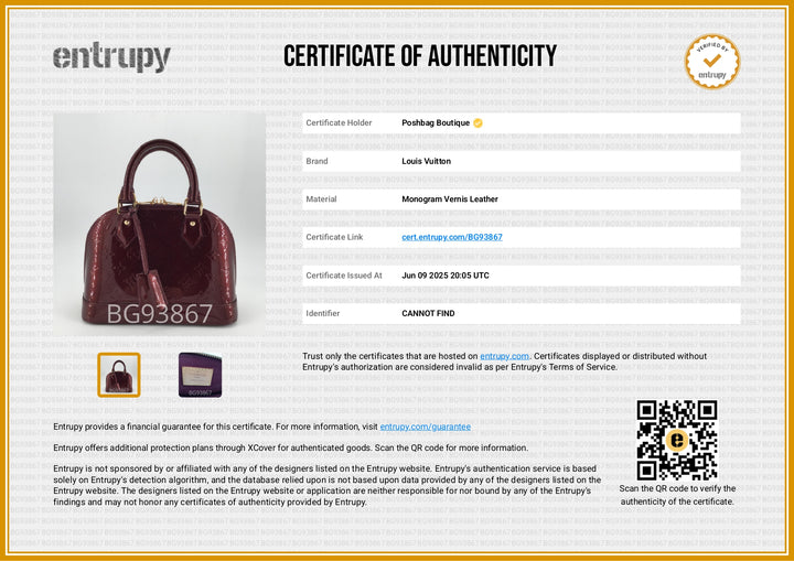 Alma BB Monogram Vernis Leather Bag