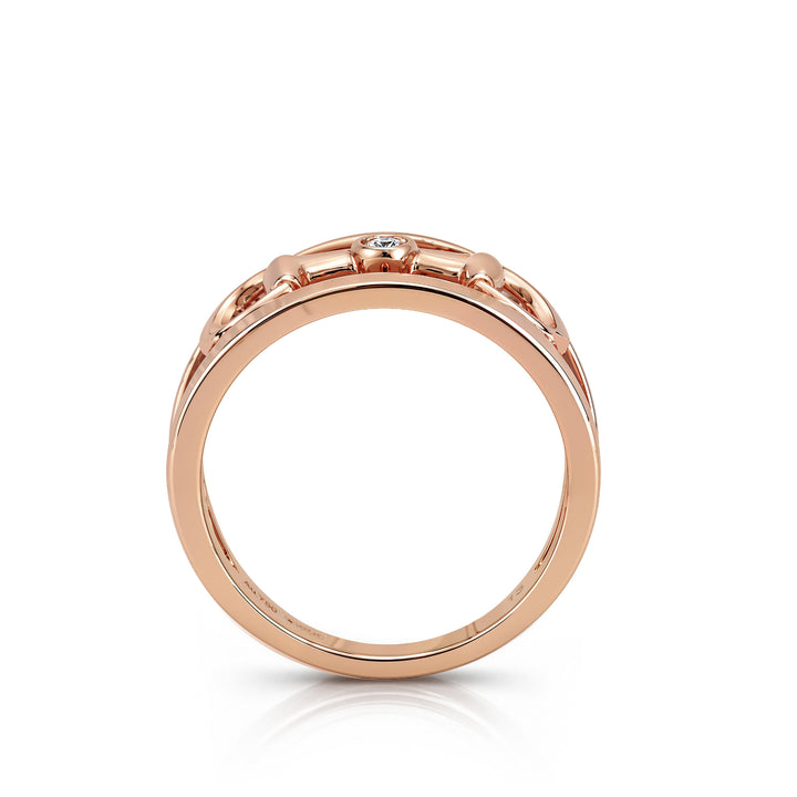 18kt Rose Gold Horsebit Motif Ring with Diamond