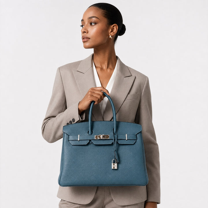 Birkin 35 Clemence Leather in Colvert With Palladium Hardware