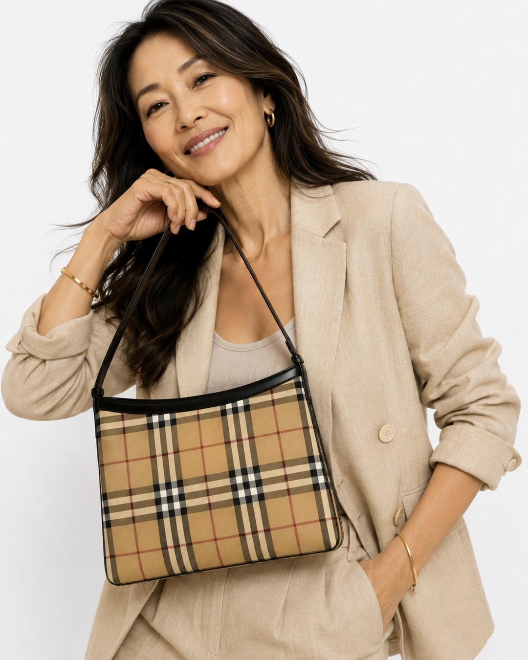 Burberry Nova Check Canvas Shoulder Bag