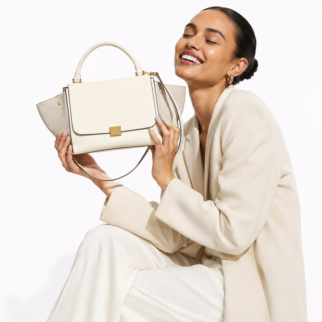 Trapeze Suede and Calf Leather Bag