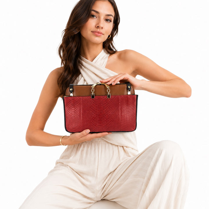 Lucy Python and Calfskin Leather Bag