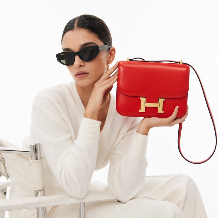 Constance III Mini 18 in Capucine Tadelakt Leather Gold Hardware