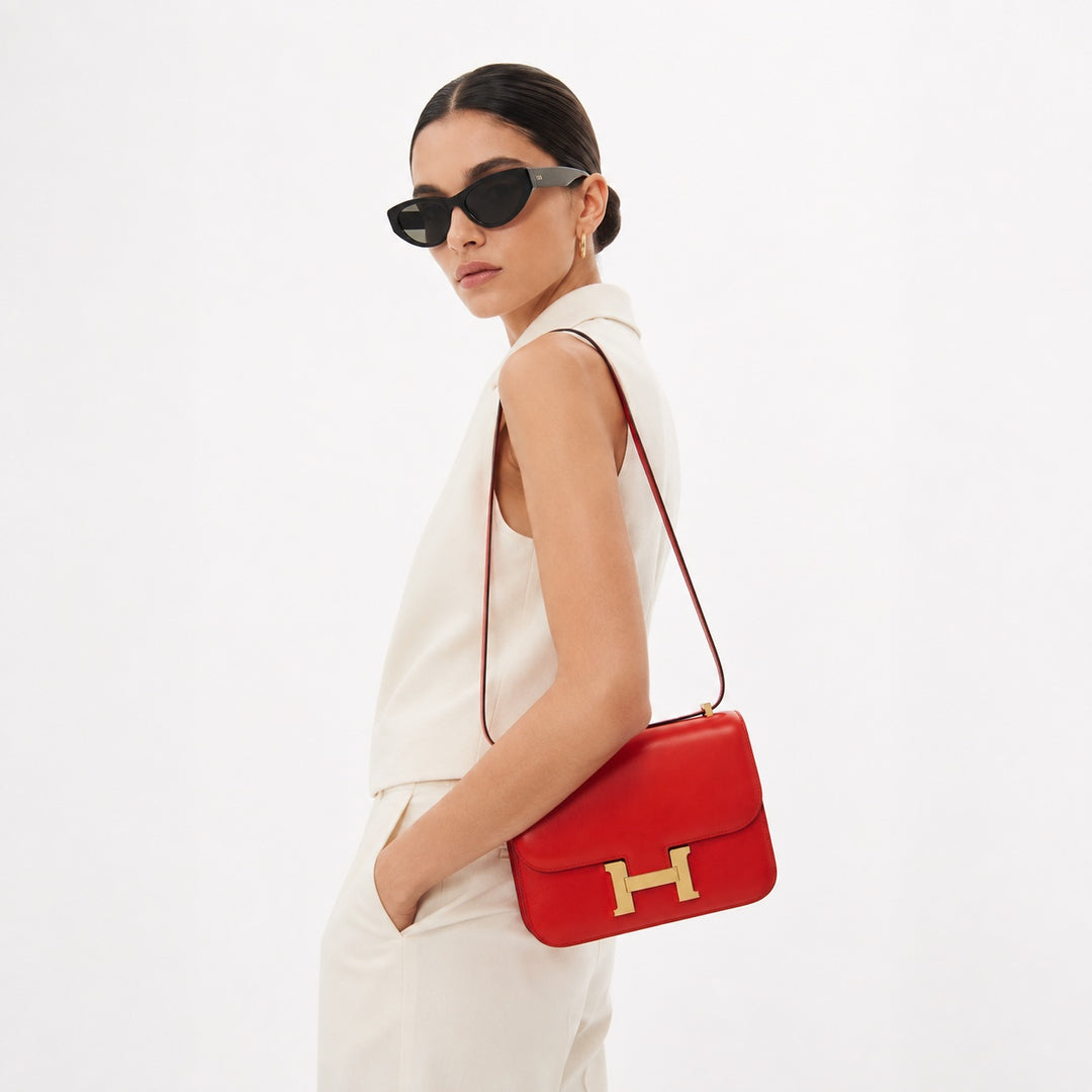 Constance III Mini 18 in Capucine Tadelakt Leather Gold Hardware