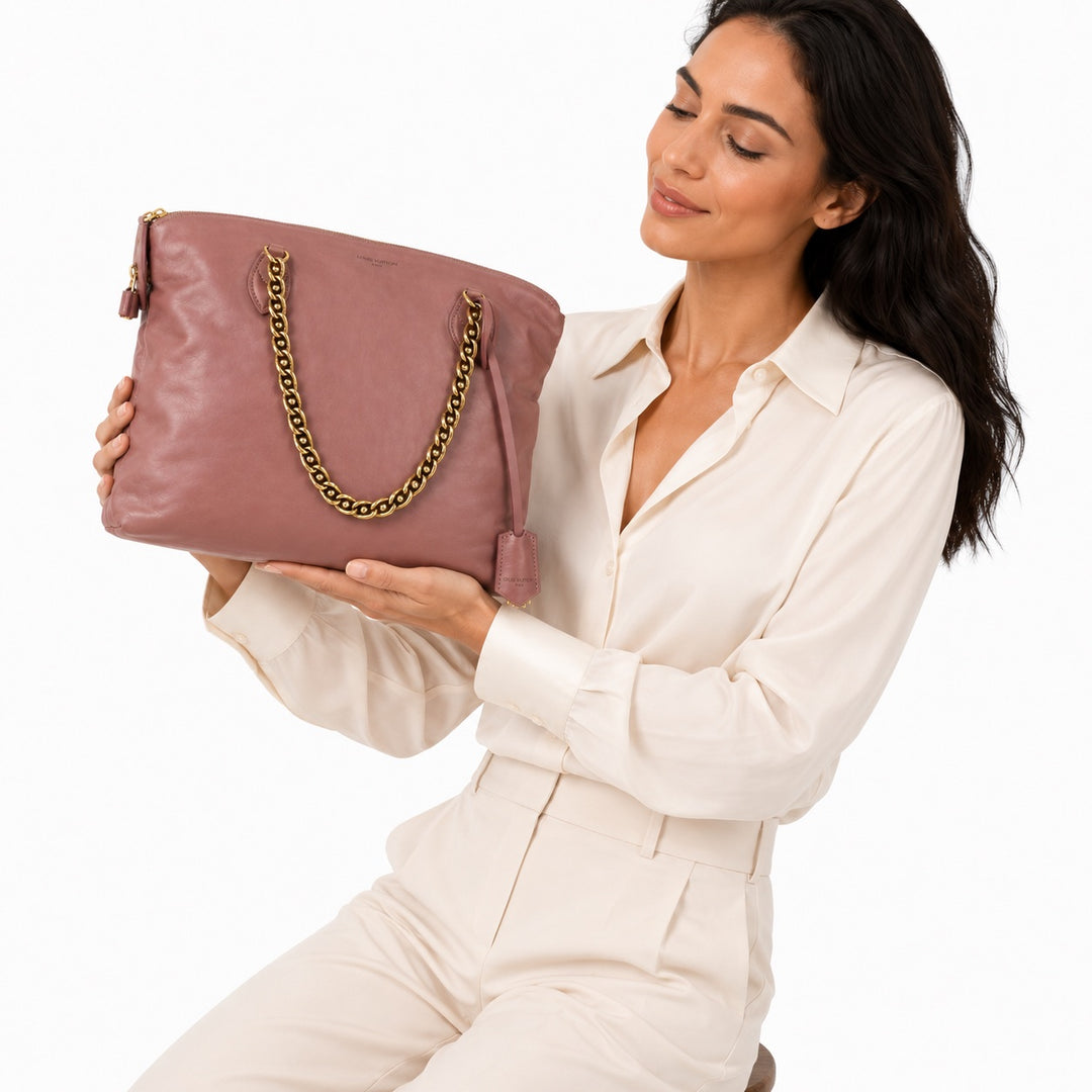 Cuir Boudoir Lockit Leather Chain Tote Bag