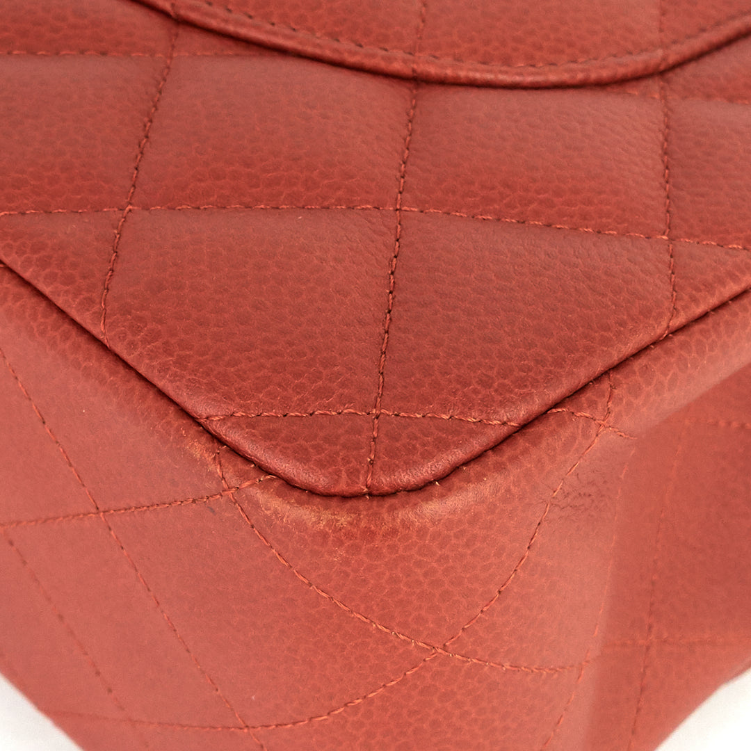Jumbo Classic Caviar Leather Double Flap Bag