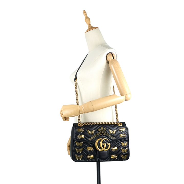 GG Marmont Medium Insects Matelassé Leather Bag