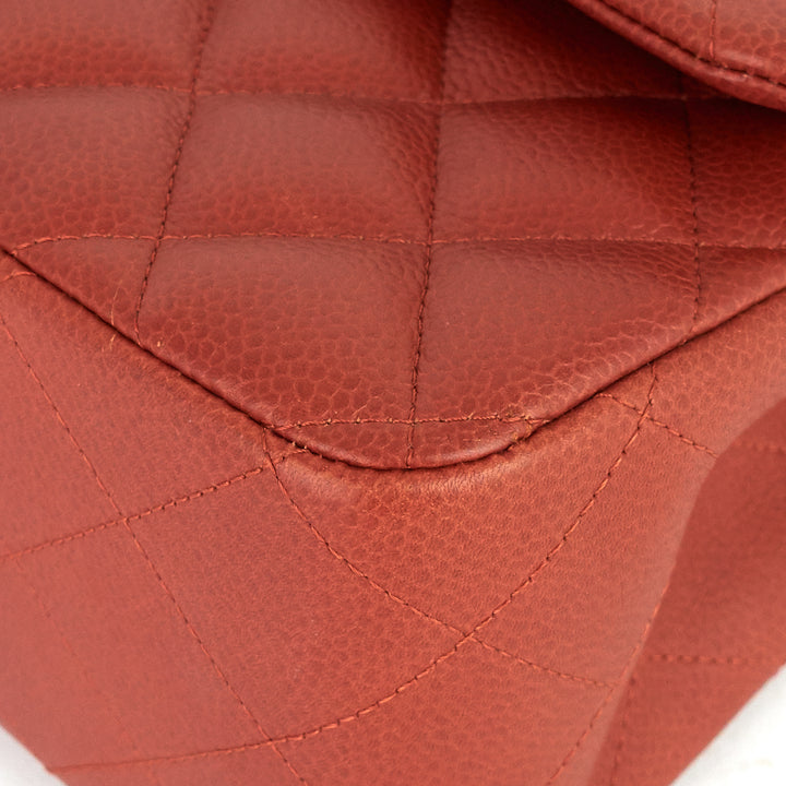 Jumbo Classic Caviar Leather Double Flap Bag