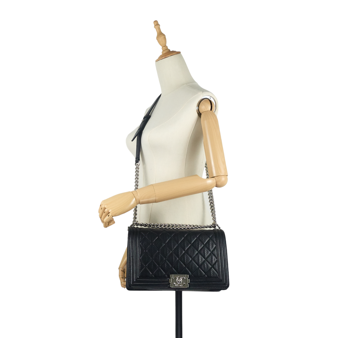 Perforated Lambskin Leather New Medium Boy Bag