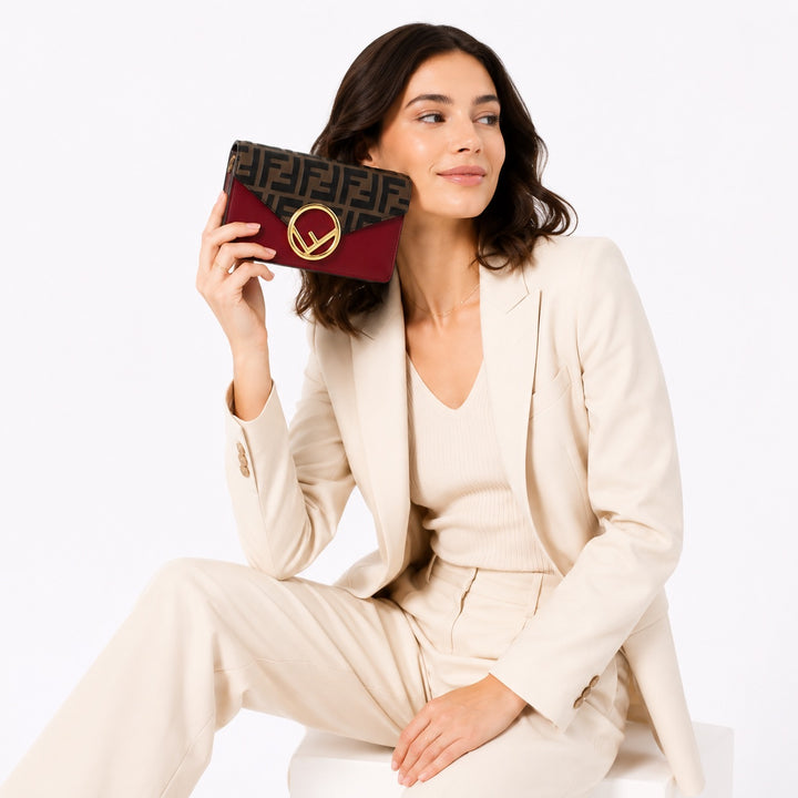 Zucca Embossed & Red Leather Convertible Belt Bag