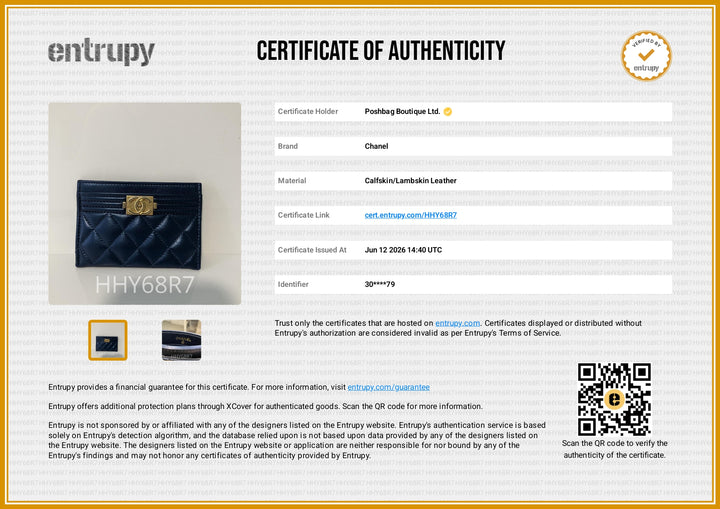 Boy Metallic Quilted Lambskin Card Holder