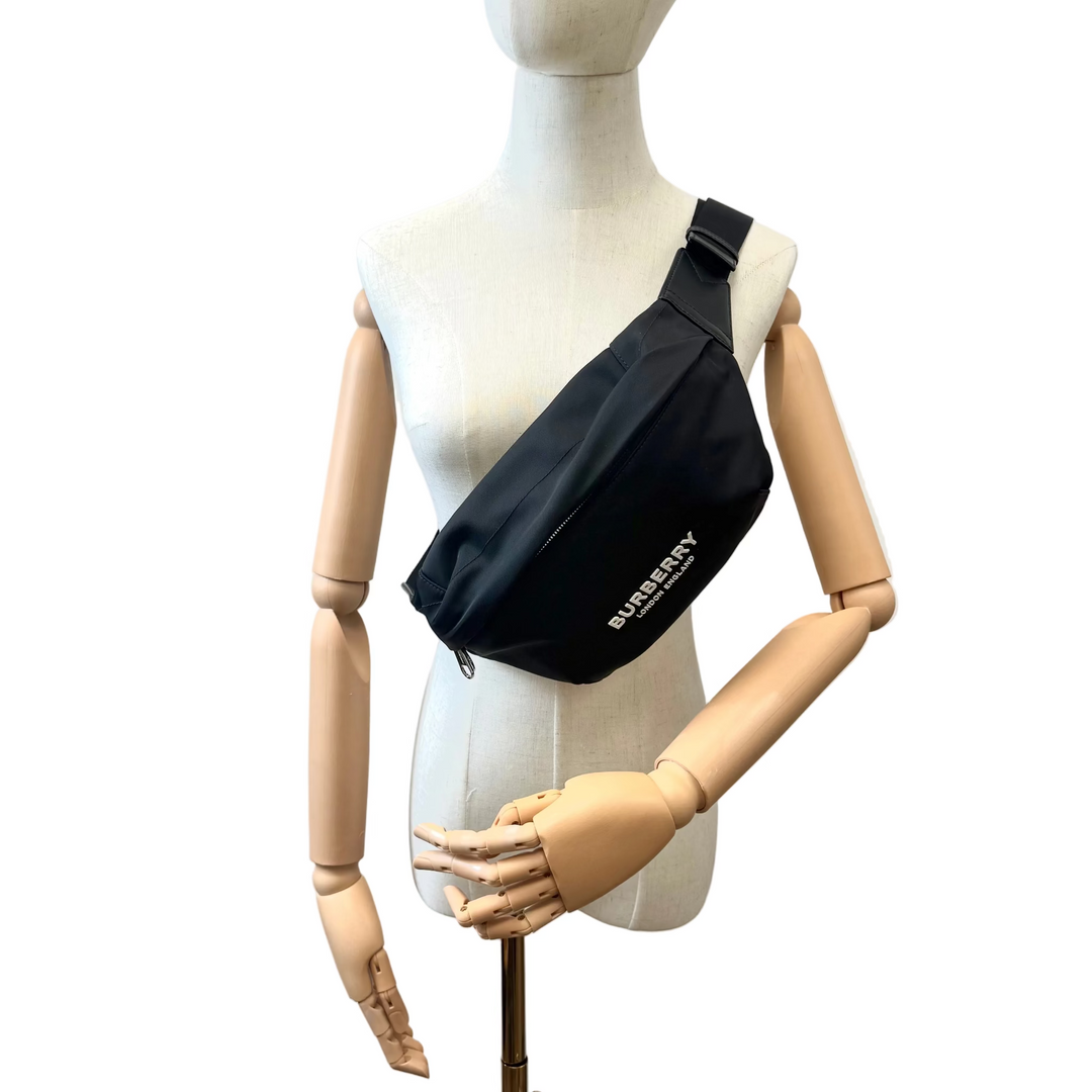 Black Nylon and Leather Sonny Belt Bag