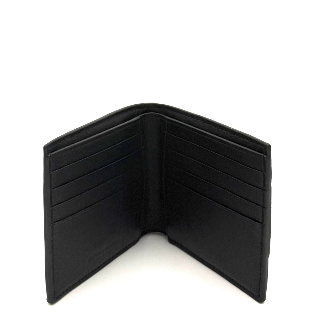Men's Intrecciato Bi-Fold Black Leather Wallet