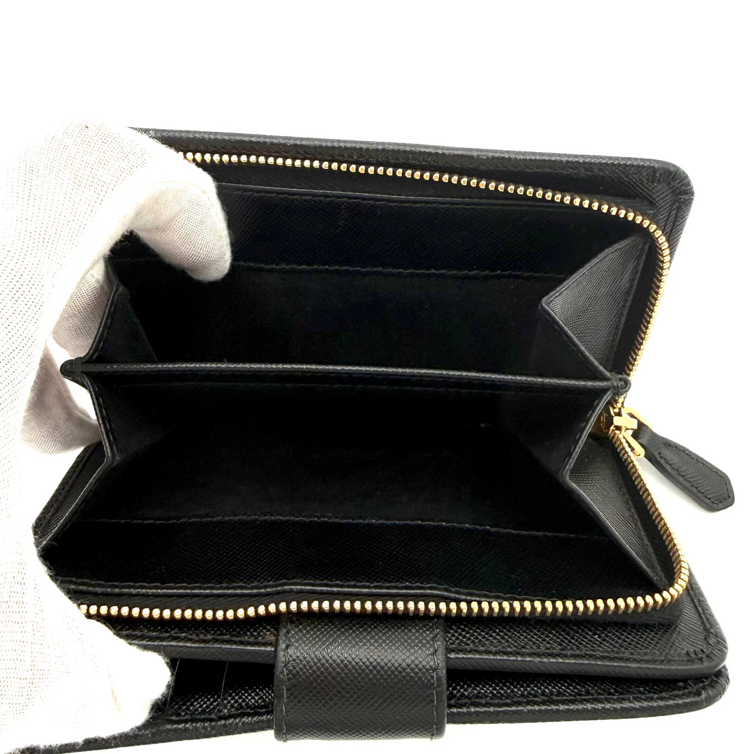 Black Saffiano Leather Compact Wallet
