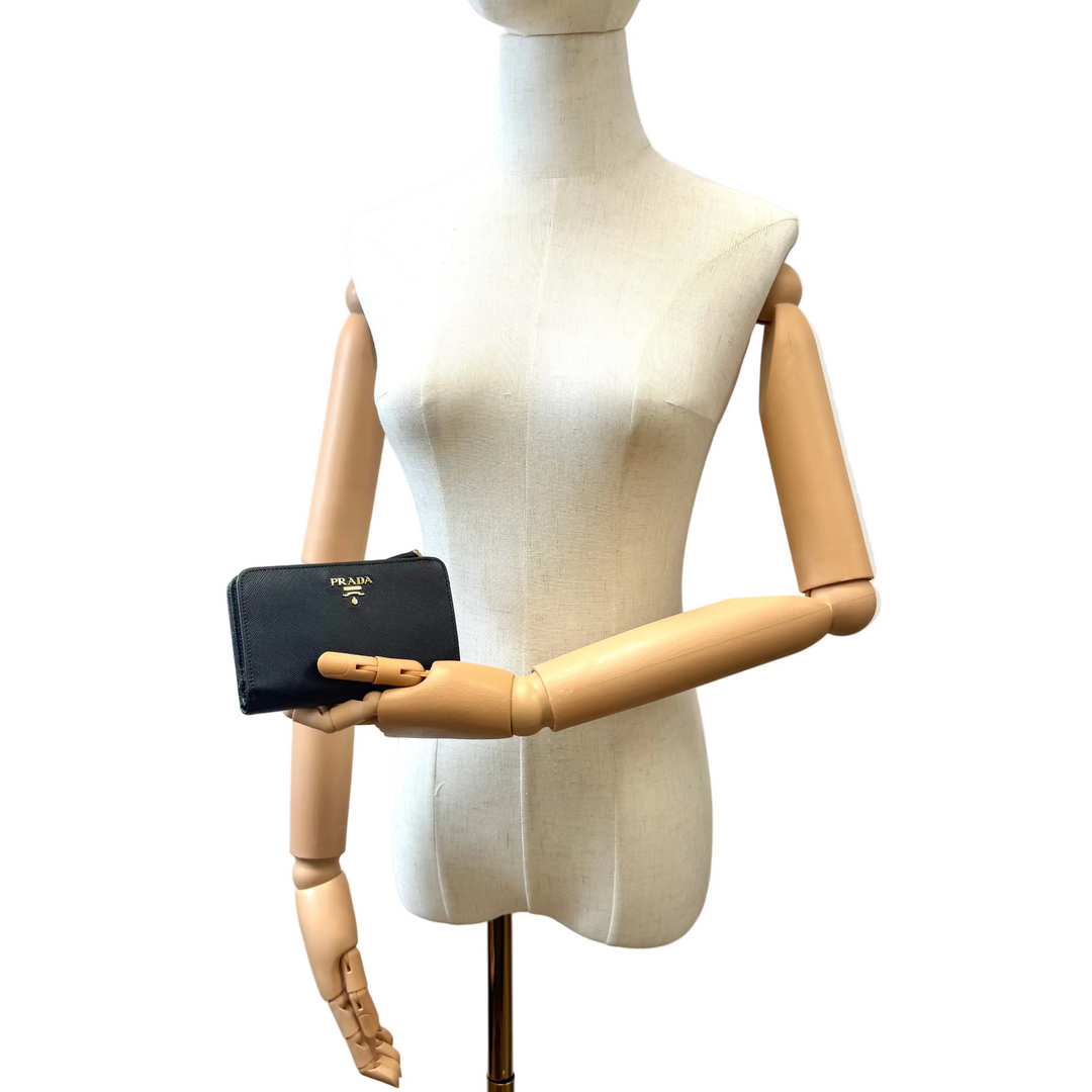 Black Saffiano Leather Compact Wallet