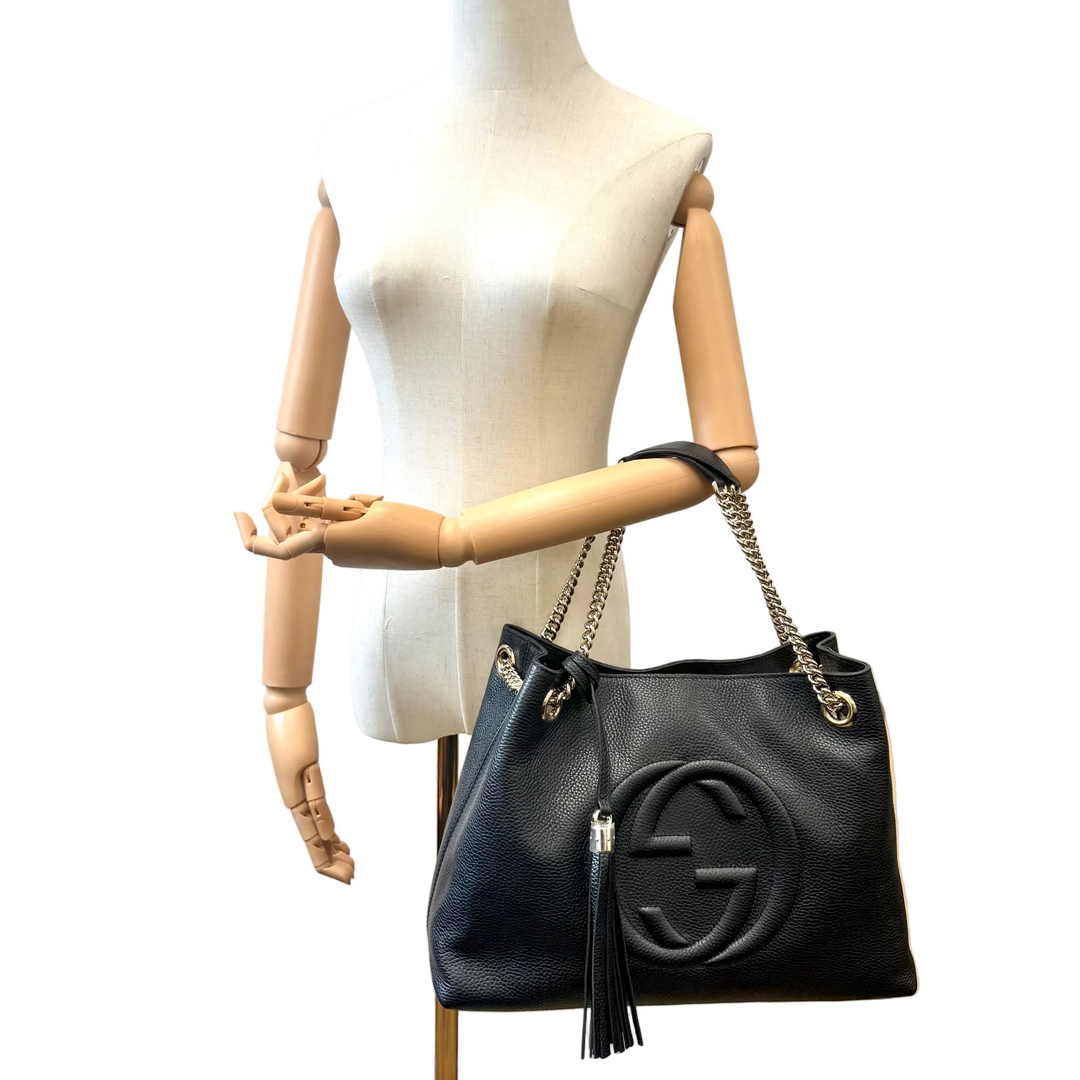 Soho Black Leather Tote