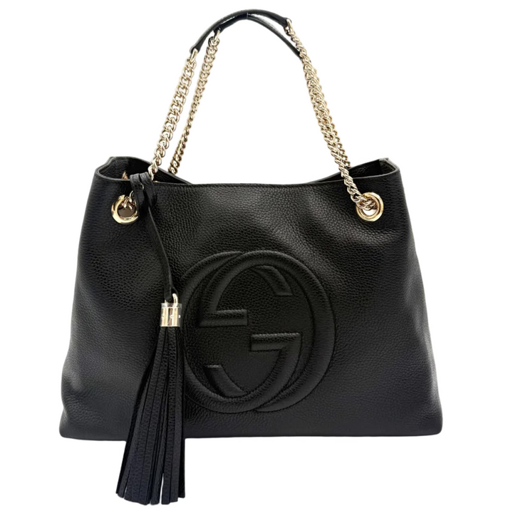 Soho Black Leather Tote