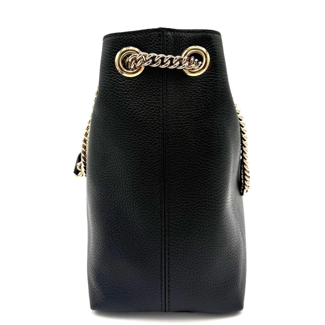 Soho Black Leather Tote