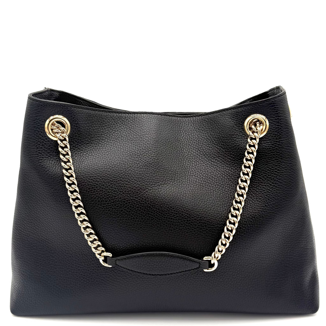 Soho Black Leather Tote