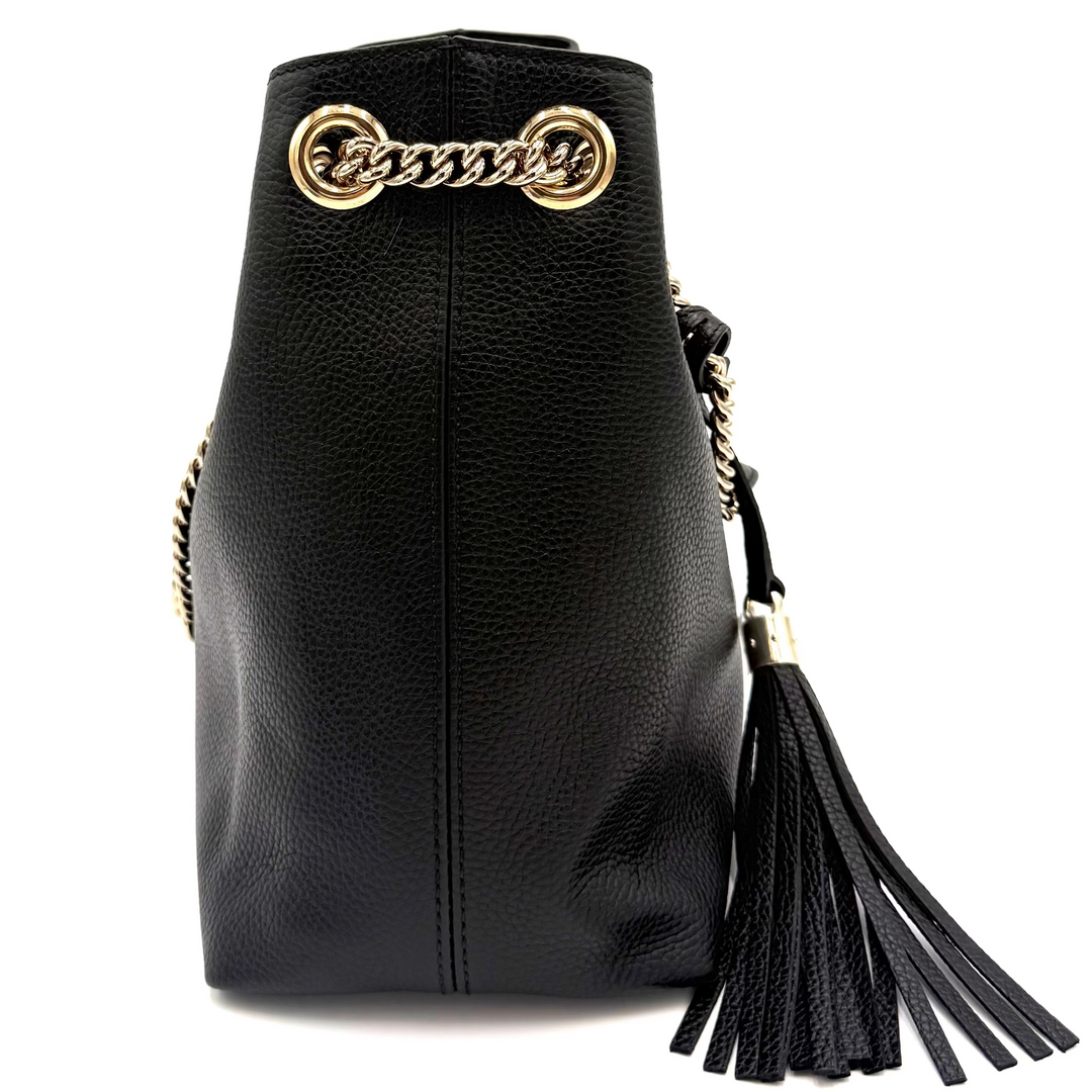 Soho Black Leather Tote