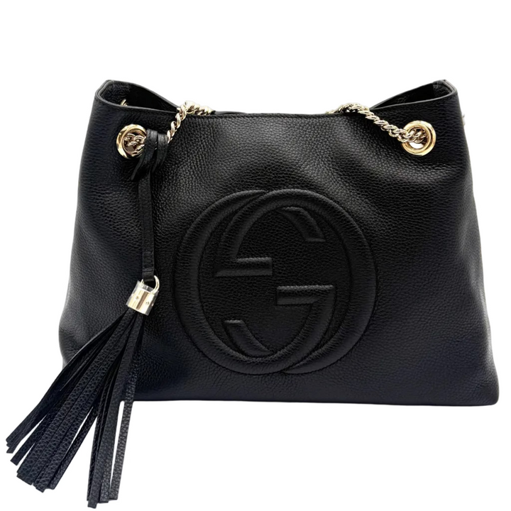 Soho Black Leather Tote