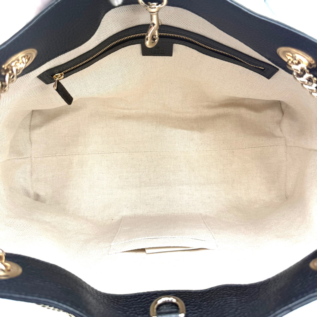 Soho Black Leather Tote