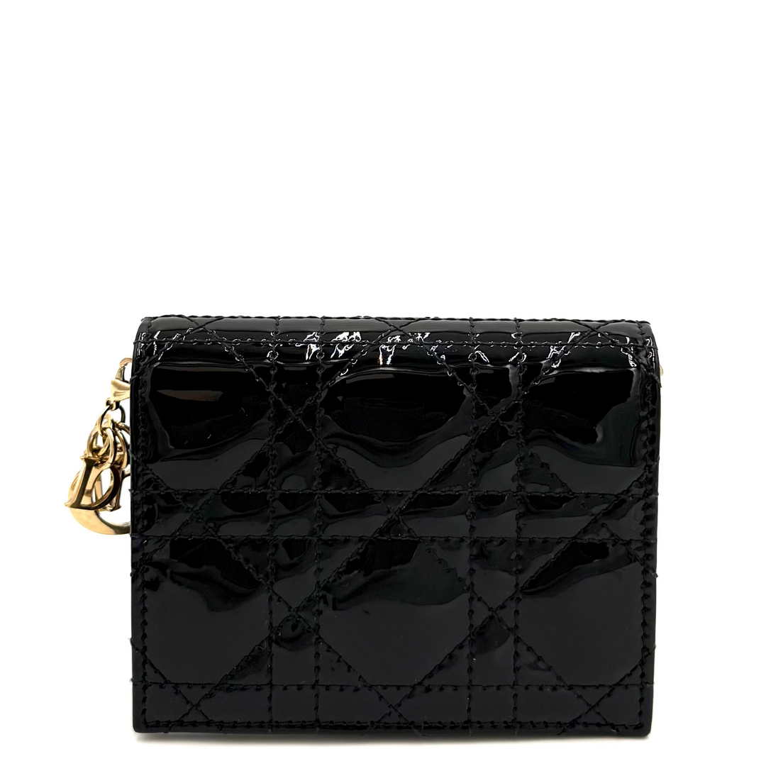 Nano Cannage Quilt Patent Leather Card Holder on Chain