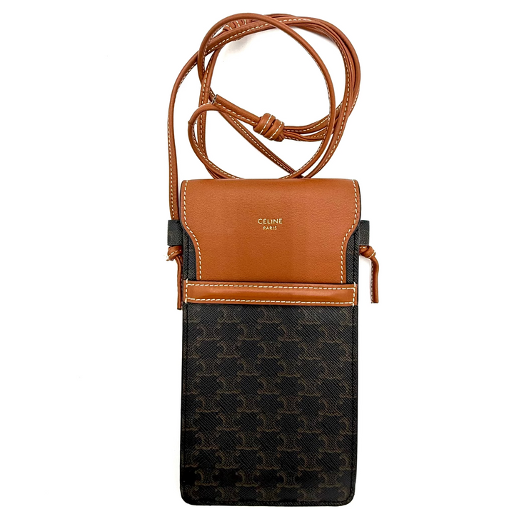 Triomphe Canvas and Calfskin Phone Pouch