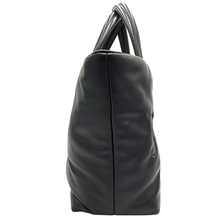Saint Laurent Debossed Lambskin Black Leather Tote
