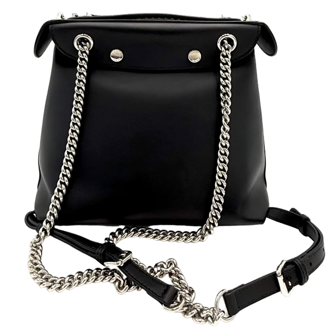 Back to School Leather Backpack with Vitello Dolce Plexiglas Studded Strap