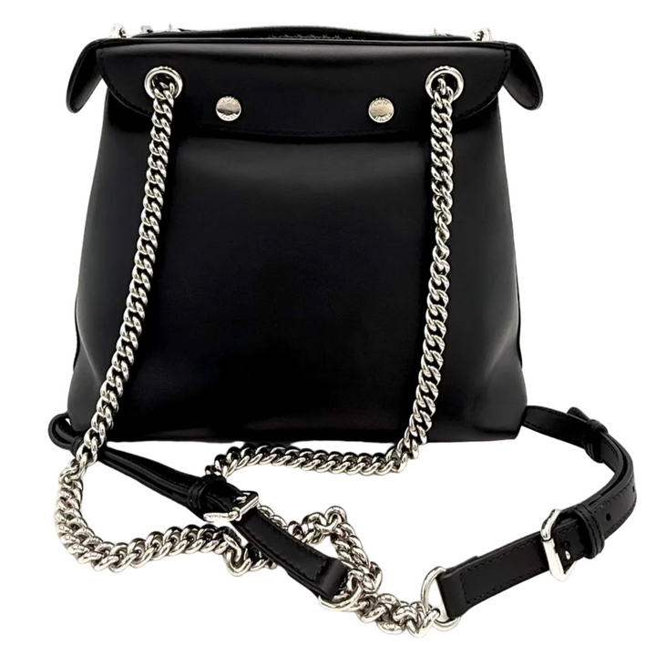 Back to School Leather Backpack with Vitello Dolce Plexiglas Studded Strap