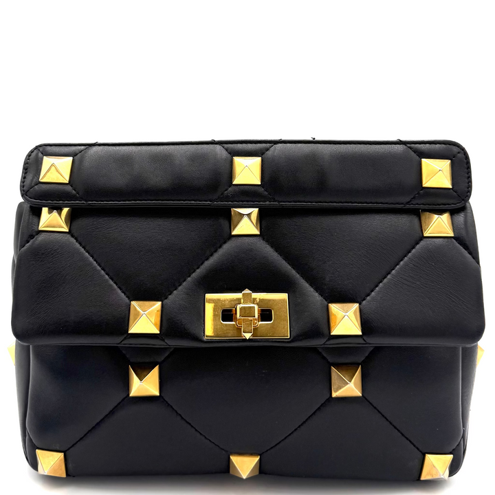 Roman Stud Nappa Lambskin Leather Top Handle Bag