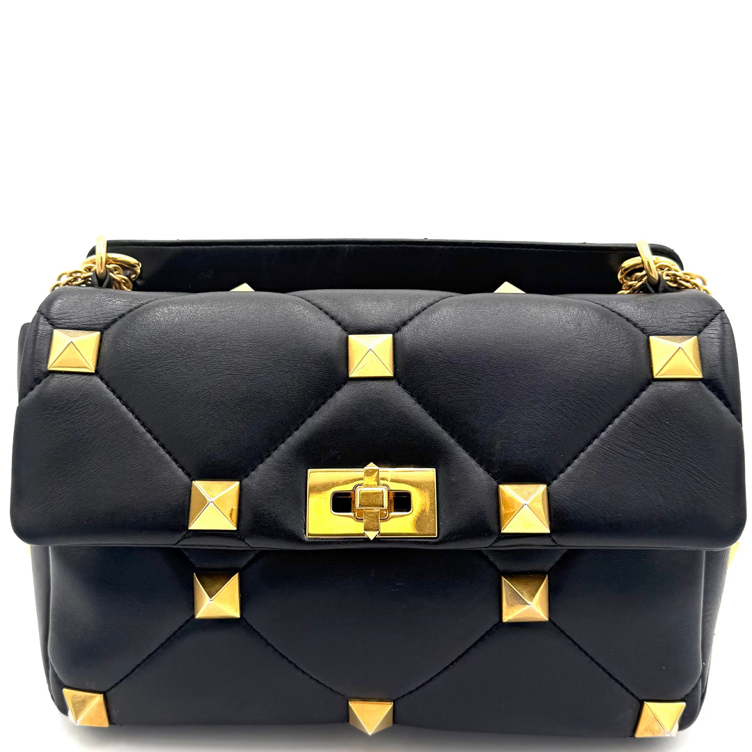 Roman Stud Nappa Lambskin Leather Top Handle Bag