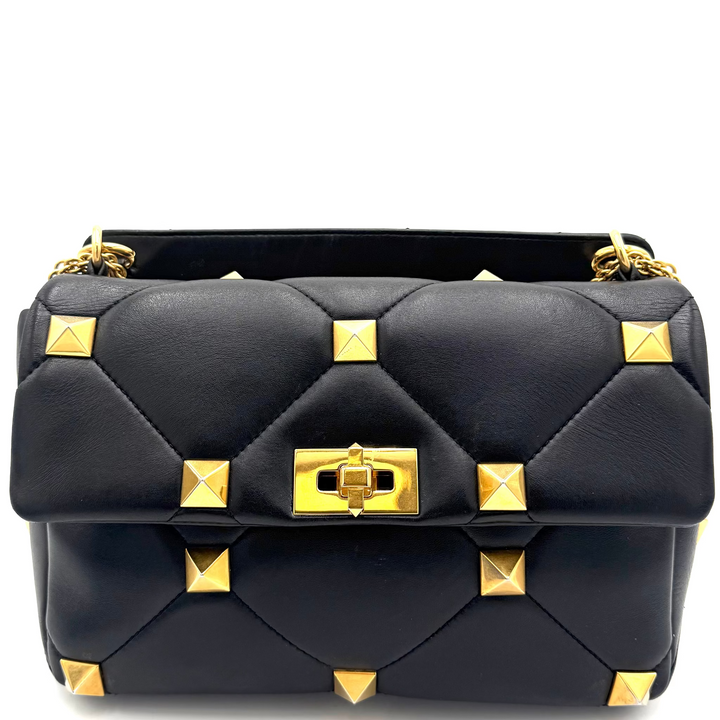 Roman Stud Nappa Lambskin Leather Top Handle Bag