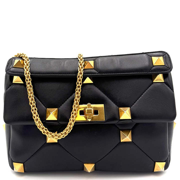 Roman Stud Nappa Lambskin Leather Top Handle Bag