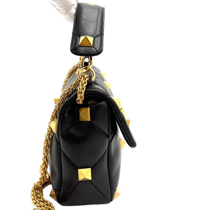 Roman Stud Nappa Lambskin Leather Top Handle Bag