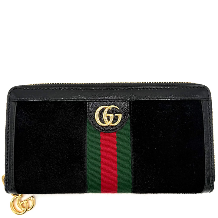 Suede Patent GG Web Ophidia Zip Continental Wallet