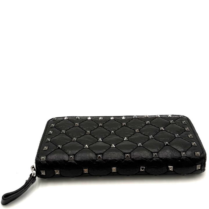 Valentino Rockstud Crushed Leather Continental Wallet