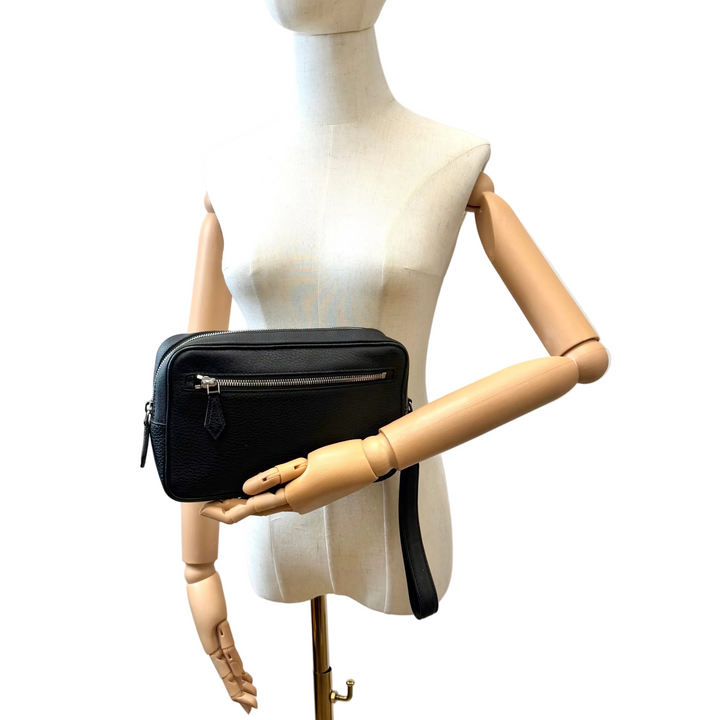 Kasai Taurillon Black Leather Clutch